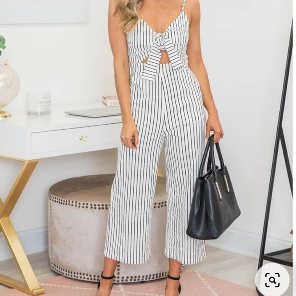 Pink Lily Stay Focused on Forever Striped Jumpsuit